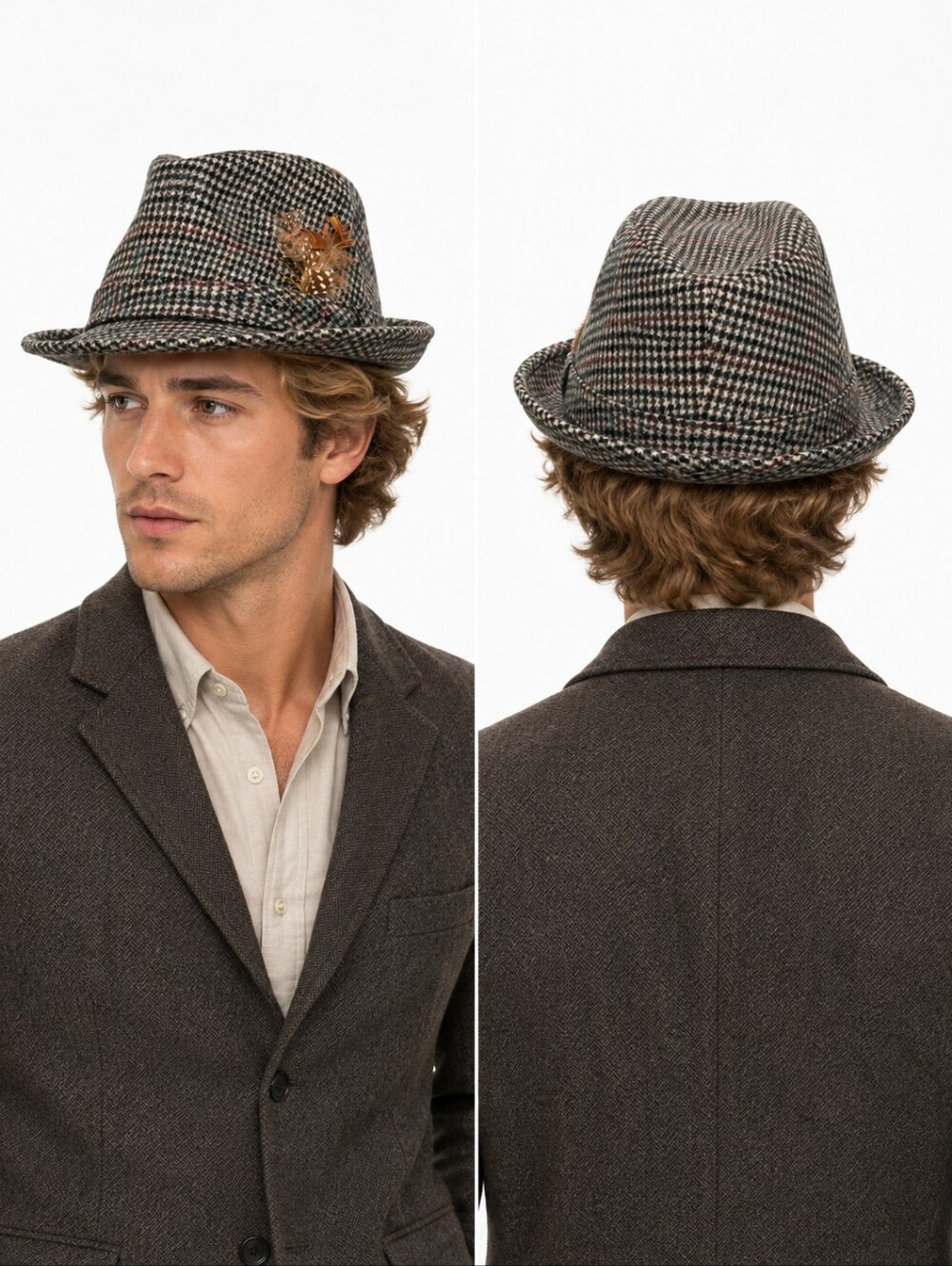 Dobbs Fifth Avenue Vintage Tweed Fedora Hat Men’s Large Gray Houndstooth Classic